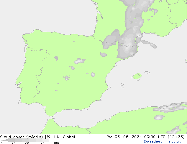 Cloud cover (middle) UK-Global We 05.06.2024 00 UTC