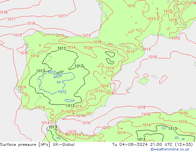 pression de l'air UK-Global mar 04.06.2024 21 UTC