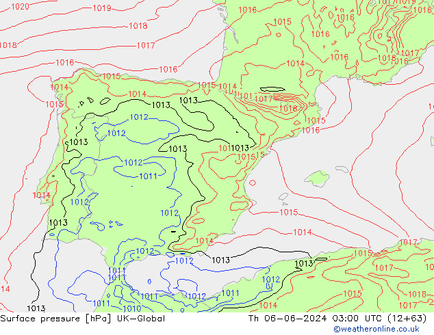 Surface pressure UK-Global Th 06.06.2024 03 UTC