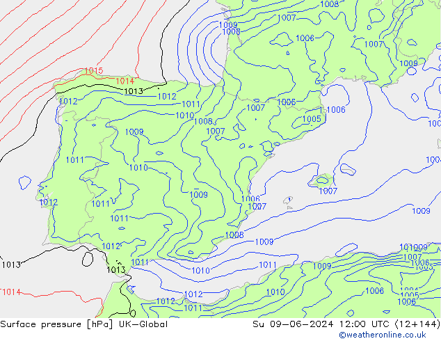 pressão do solo UK-Global Dom 09.06.2024 12 UTC