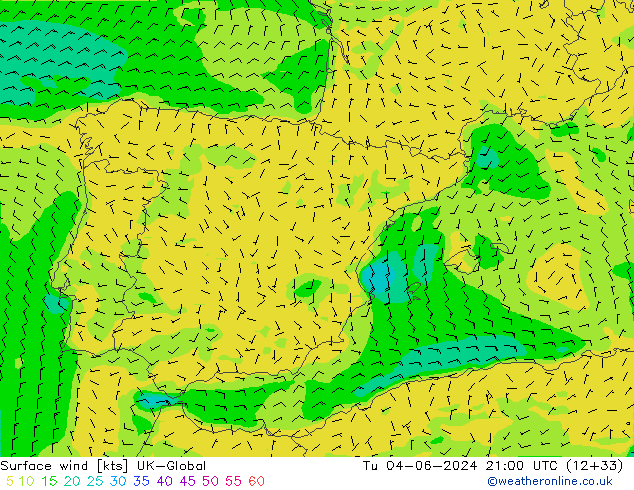 Viento 10 m UK-Global mar 04.06.2024 21 UTC