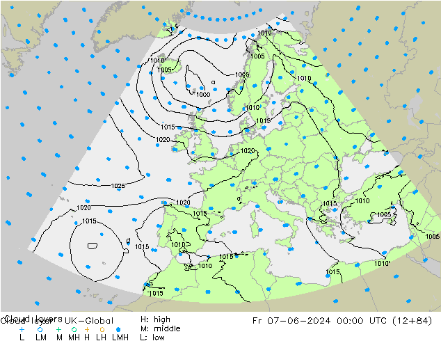 Wolkenschichten UK-Global Fr 07.06.2024 00 UTC