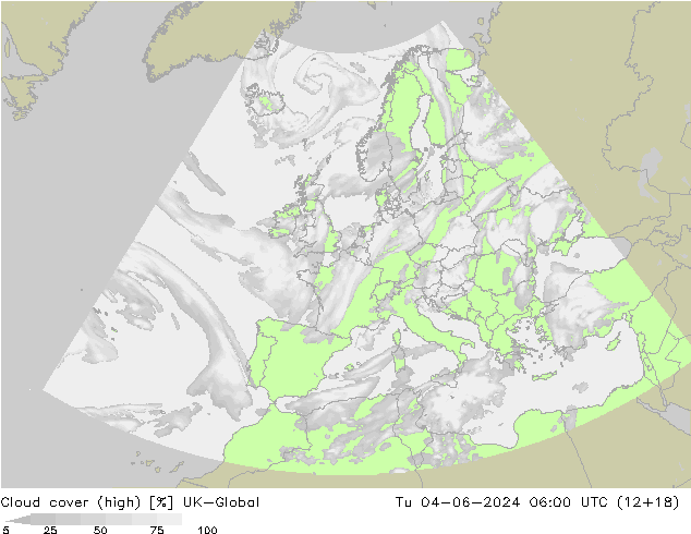 Cloud cover (high) UK-Global Tu 04.06.2024 06 UTC