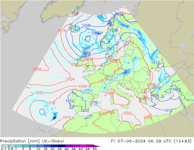 Precipitazione UK-Global ven 07.06.2024 09 UTC