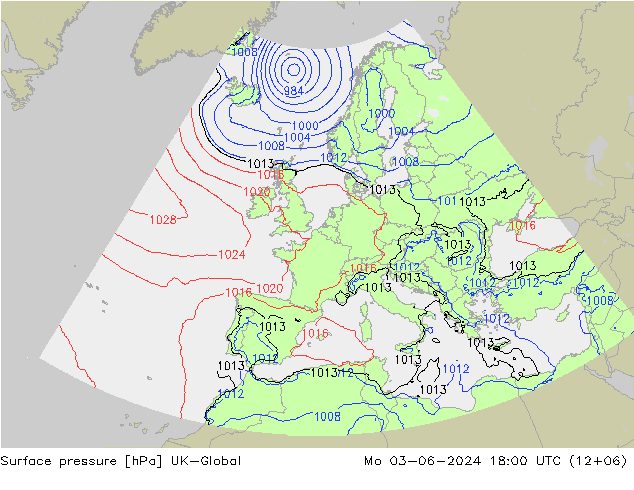 Surface pressure UK-Global Mo 03.06.2024 18 UTC