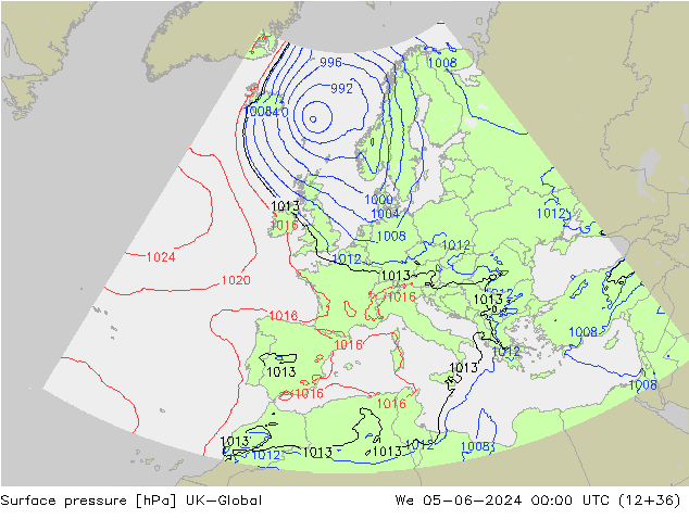 Surface pressure UK-Global We 05.06.2024 00 UTC