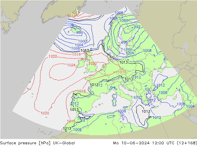 Atmosférický tlak UK-Global Po 10.06.2024 12 UTC