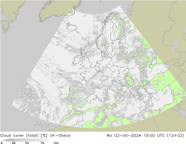 Cloud cover (total) UK-Global Po 03.06.2024 15 UTC