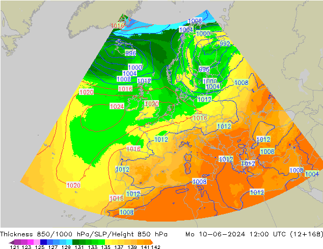 Thck 850-1000 hPa UK-Global pon. 10.06.2024 12 UTC