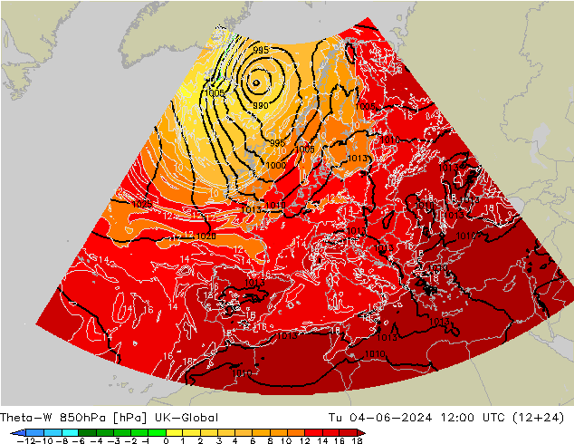 Theta-W 850hPa UK-Global mar 04.06.2024 12 UTC