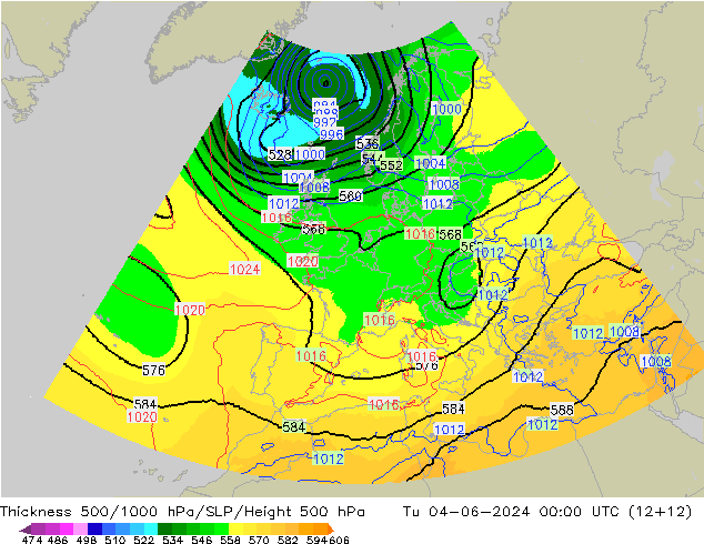 Thck 500-1000hPa UK-Global mar 04.06.2024 00 UTC
