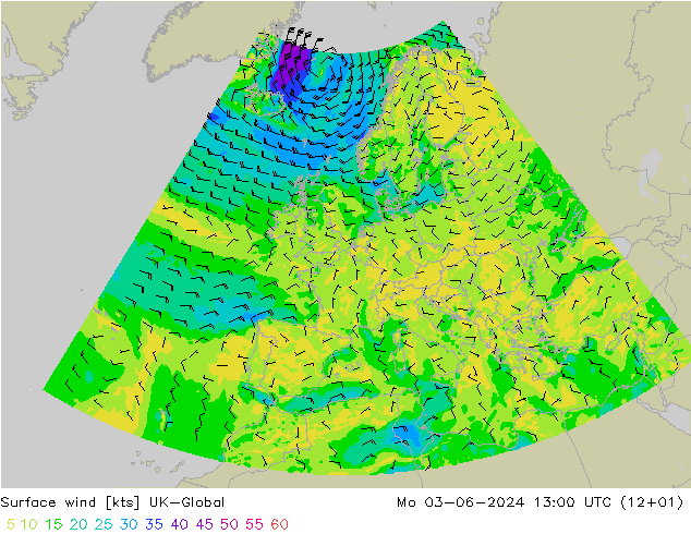 Rüzgar 10 m UK-Global Pzt 03.06.2024 13 UTC