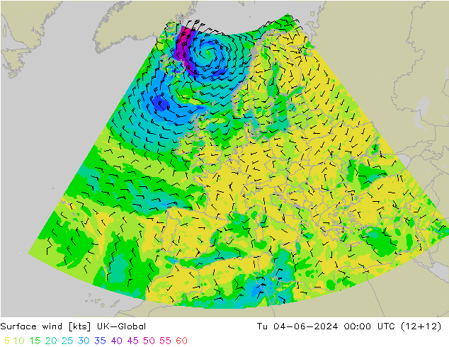 Wind 10 m UK-Global di 04.06.2024 00 UTC