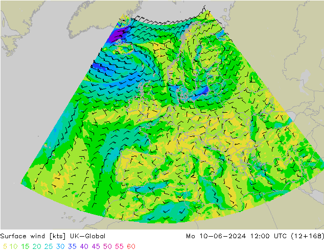 Vent 10 m UK-Global lun 10.06.2024 12 UTC