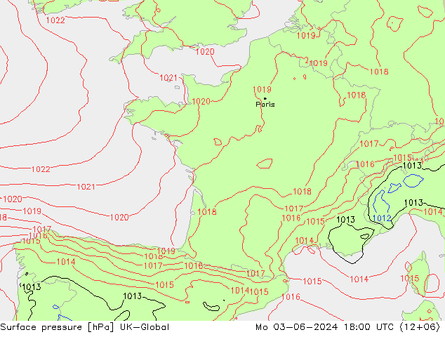 pression de l'air UK-Global lun 03.06.2024 18 UTC