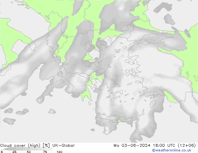 Cloud cover (high) UK-Global Mo 03.06.2024 18 UTC