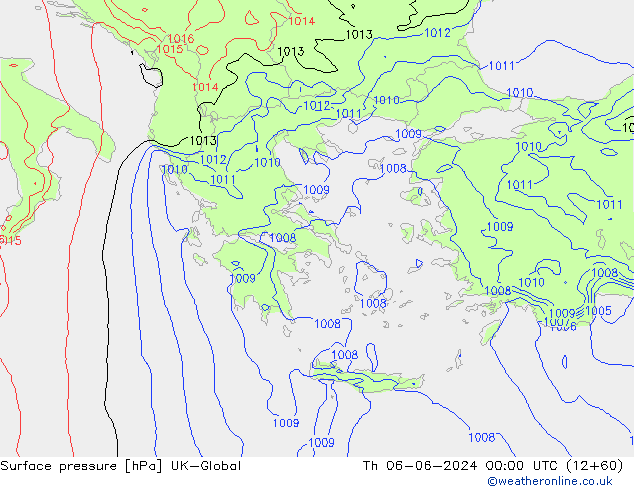 Surface pressure UK-Global Th 06.06.2024 00 UTC