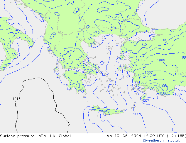 Surface pressure UK-Global Mo 10.06.2024 12 UTC