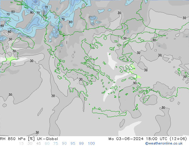 RH 850 hPa UK-Global Mo 03.06.2024 18 UTC