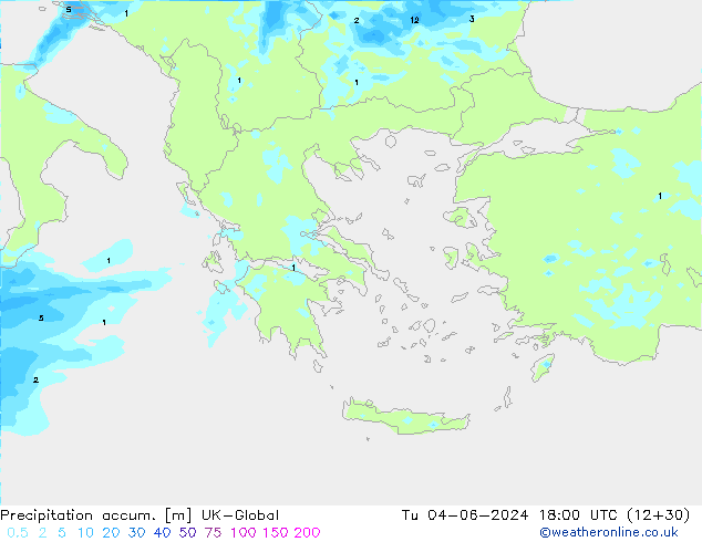 Precipitation accum. UK-Global Tu 04.06.2024 18 UTC