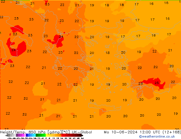 Hoogte/Temp. 850 hPa UK-Global ma 10.06.2024 12 UTC