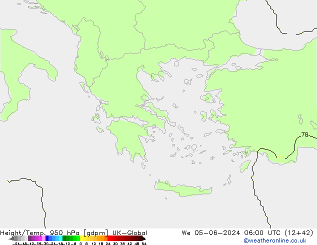 Height/Temp. 950 hPa UK-Global Qua 05.06.2024 06 UTC