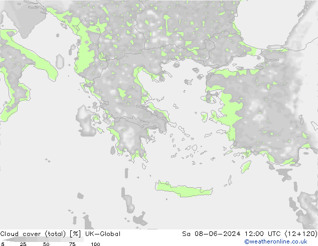 Nubes (total) UK-Global sáb 08.06.2024 12 UTC