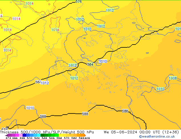 Thck 500-1000hPa UK-Global We 05.06.2024 00 UTC