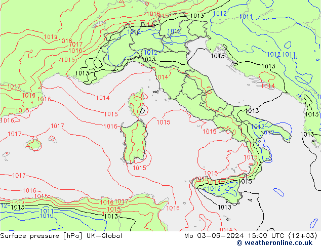 Surface pressure UK-Global Mo 03.06.2024 15 UTC