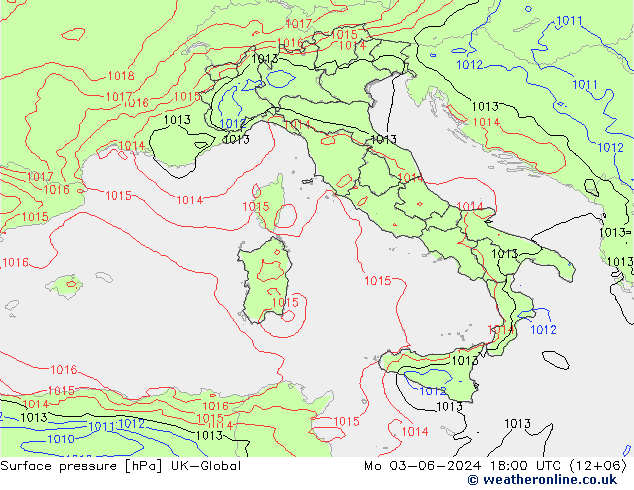 pressão do solo UK-Global Seg 03.06.2024 18 UTC