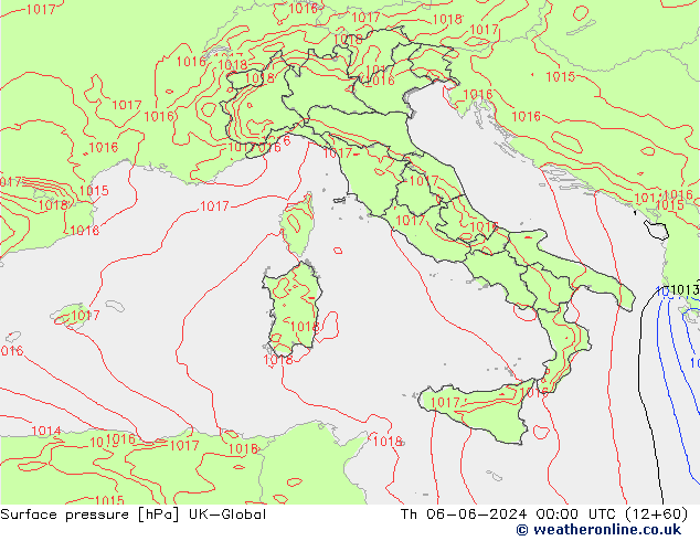 Atmosférický tlak UK-Global Čt 06.06.2024 00 UTC