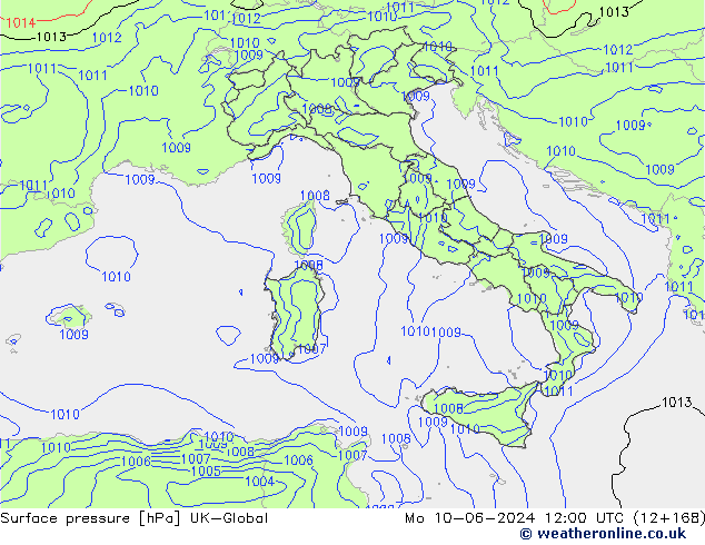 Surface pressure UK-Global Mo 10.06.2024 12 UTC