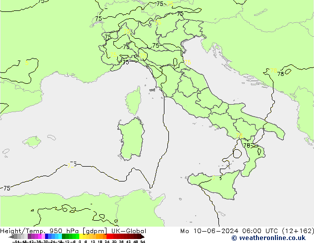 Height/Temp. 950 hPa UK-Global lun 10.06.2024 06 UTC