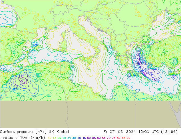 Eşrüzgar Hızları (km/sa) UK-Global Cu 07.06.2024 12 UTC