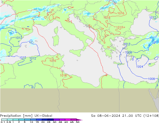 Srážky UK-Global So 08.06.2024 00 UTC