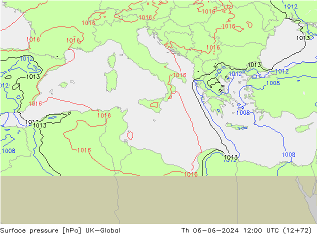 Surface pressure UK-Global Th 06.06.2024 12 UTC