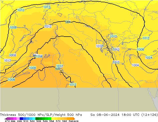 500-1000 hPa Kalınlığı UK-Global Cts 08.06.2024 18 UTC