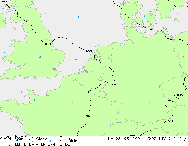 Cloud layer UK-Global пн 03.06.2024 13 UTC