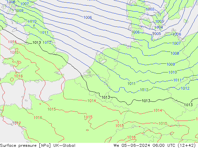 приземное давление UK-Global ср 05.06.2024 06 UTC