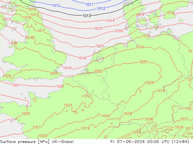 Presión superficial UK-Global vie 07.06.2024 00 UTC