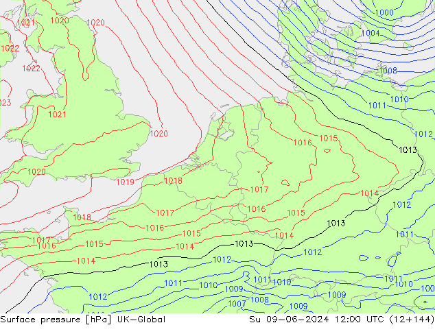 приземное давление UK-Global Вс 09.06.2024 12 UTC