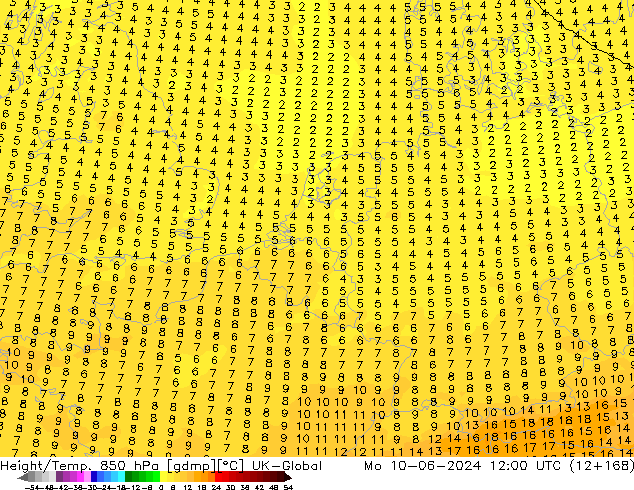 Height/Temp. 850 hPa UK-Global Mo 10.06.2024 12 UTC