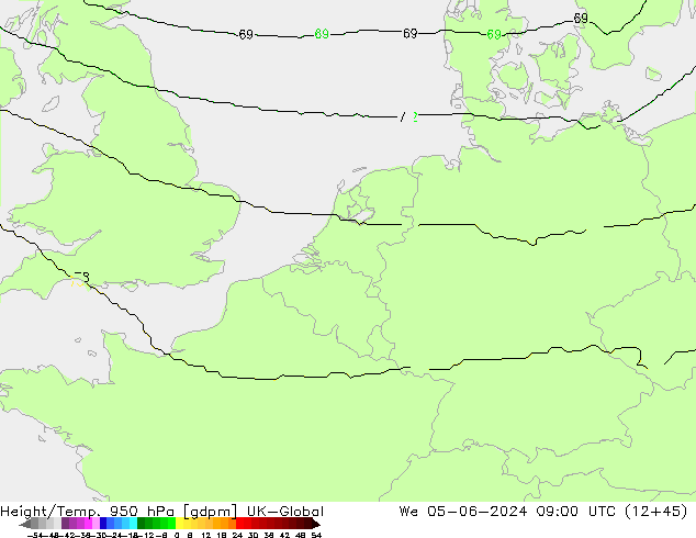 Yükseklik/Sıc. 950 hPa UK-Global Çar 05.06.2024 09 UTC