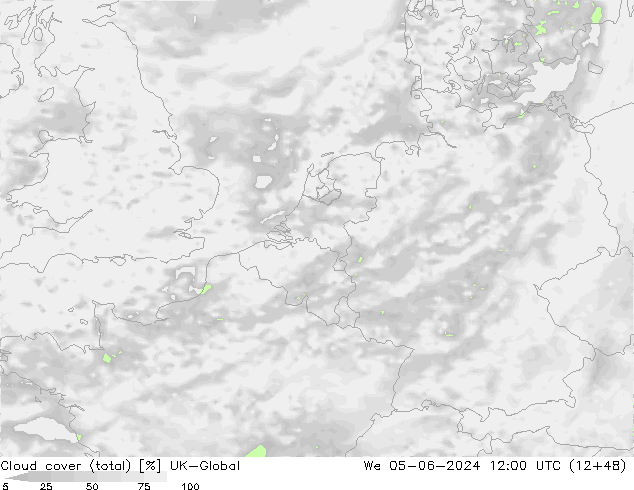 Nuages (total) UK-Global mer 05.06.2024 12 UTC