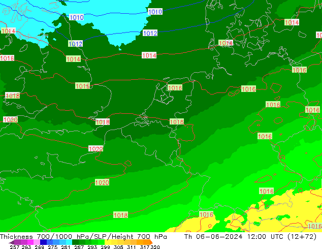 Thck 700-1000 hPa UK-Global Th 06.06.2024 12 UTC