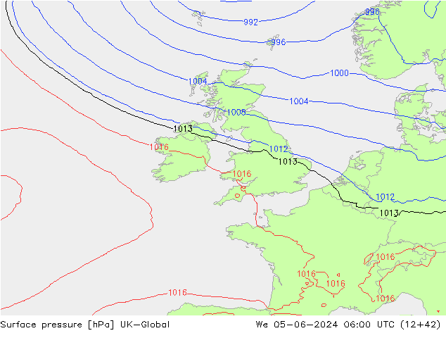 pression de l'air UK-Global mer 05.06.2024 06 UTC