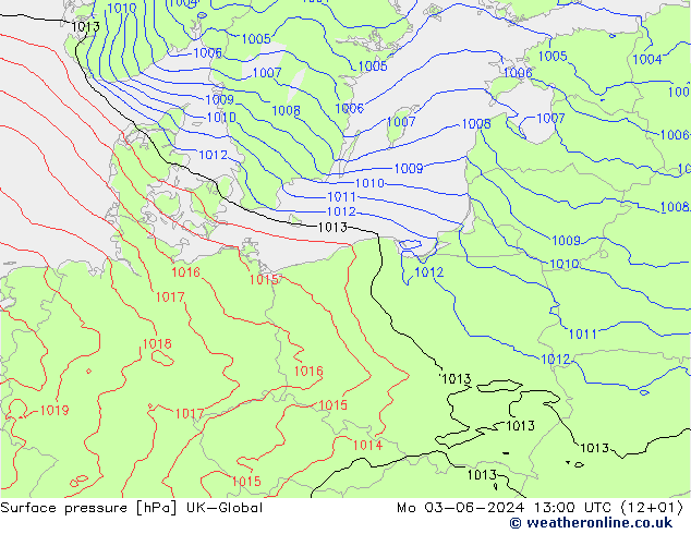 Luchtdruk (Grond) UK-Global ma 03.06.2024 13 UTC