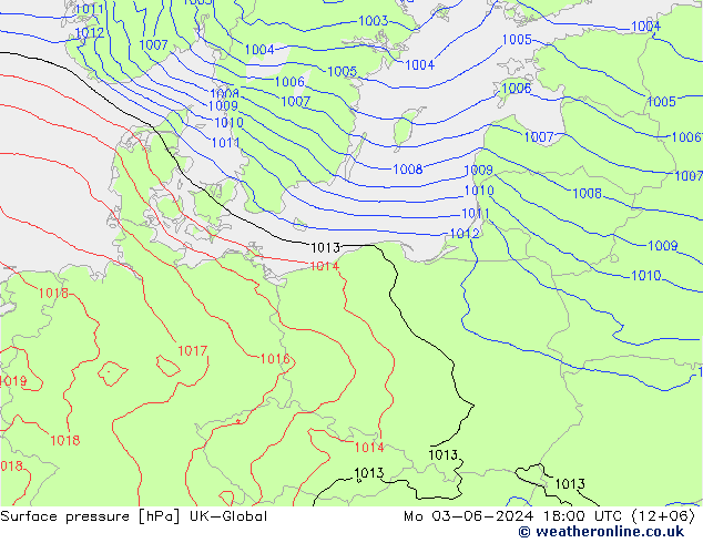 Surface pressure UK-Global Mo 03.06.2024 18 UTC