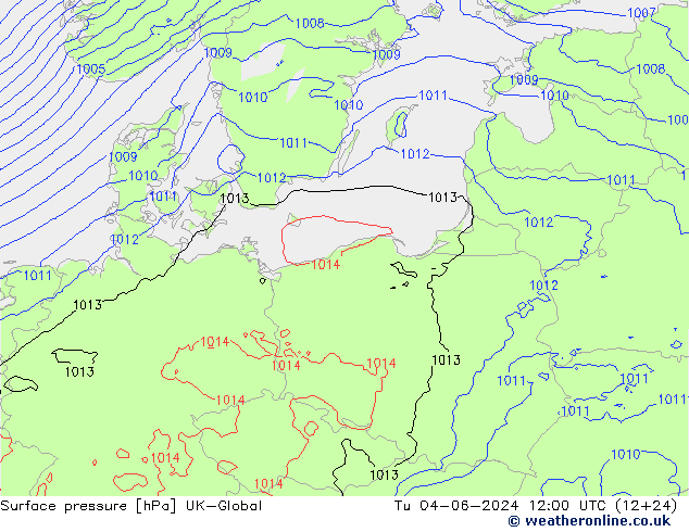 Pressione al suolo UK-Global mar 04.06.2024 12 UTC