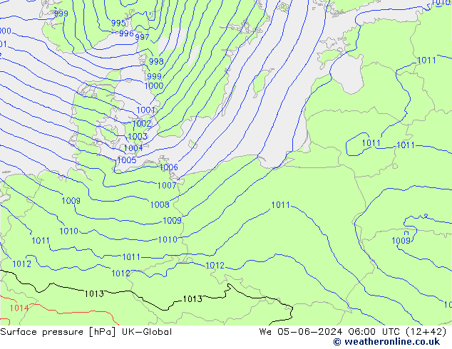pressão do solo UK-Global Qua 05.06.2024 06 UTC